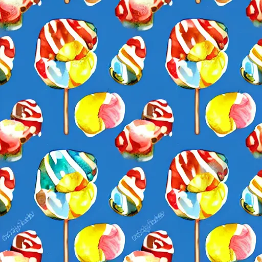 Image similar to repeating pattern seamless. watercolor. candy lollipop.