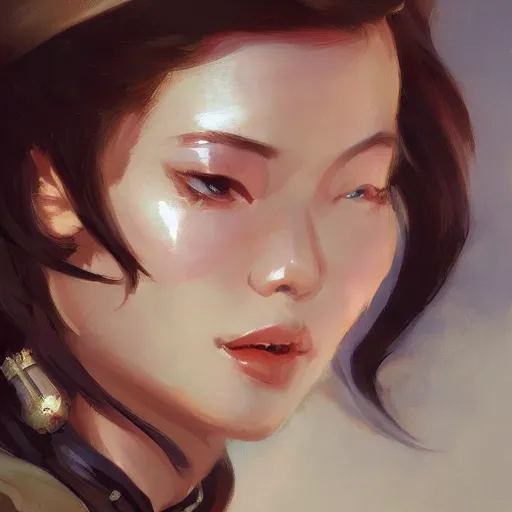 Prompt: portrait of a young beautiful vietnamese attractive glamour model, jodhpurs greg manchess painting by sargent and leyendecker, studio ghibli fantasy close - up shot asymmetrical intricate elegant matte painting illustration hearthstone, by greg rutkowski by greg tocchini by james gilleard