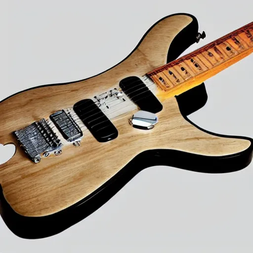 Prompt: electric guitar made of bones, intricate, realistic, perfect shape