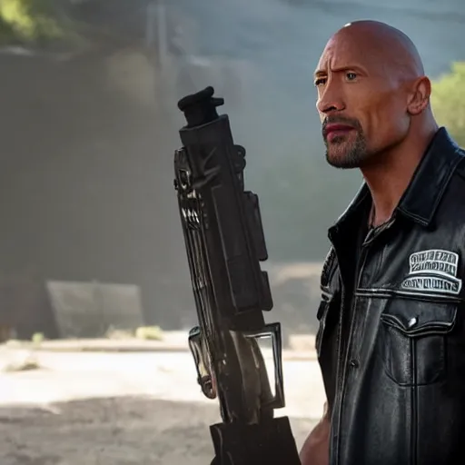 Image similar to dwayne johnson in sons of anarchy 4 k detailed