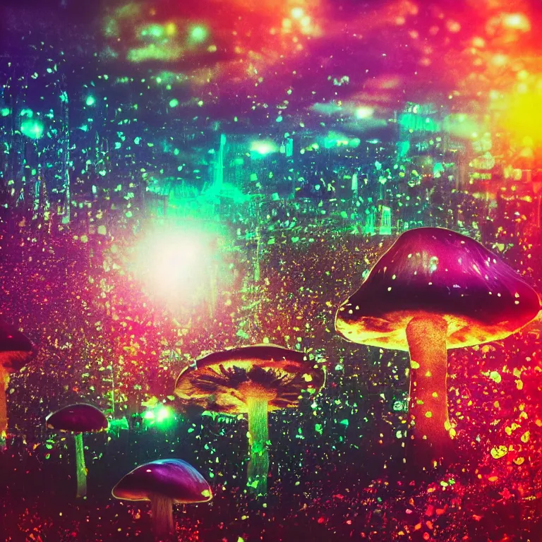 Image similar to double exposure of dally life, symbols of live, explosion, cyber mushroom city, love is the most relevant theme, 8 k resolution, artistic mode, artistic, trending on instagram, long exposure, love art, serious, fantasy and dreams vibes, mushrooms style and macro style, colorful picture, spring vibes