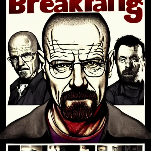 Prompt: Breaking bad in the style of a polish movie poster