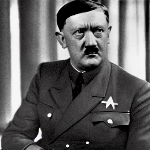 Image similar to A still of Hitler in Star Trek, colour photo