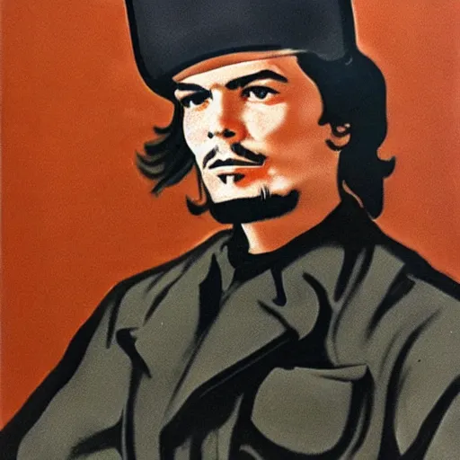 Image similar to che guevara in top hat, 1 9 0 0 s style art in color