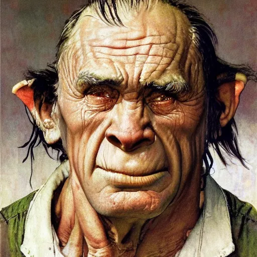 frontal portrait of a old orc, by norman rockwell | Stable Diffusion ...