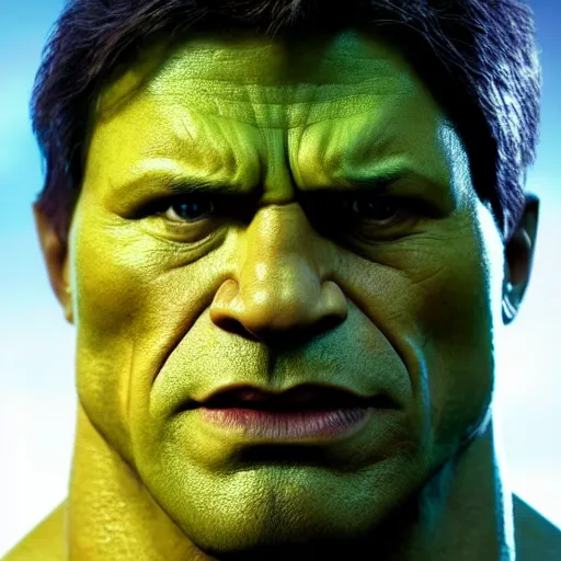 Prompt: dwayne johnson as incredible hulk, marvel cinematic universe, mcu, 4 k, raw, unedited, green skin, in - frame, cinematic lighting, photorealistic, octane render, 8 k, depth of field,