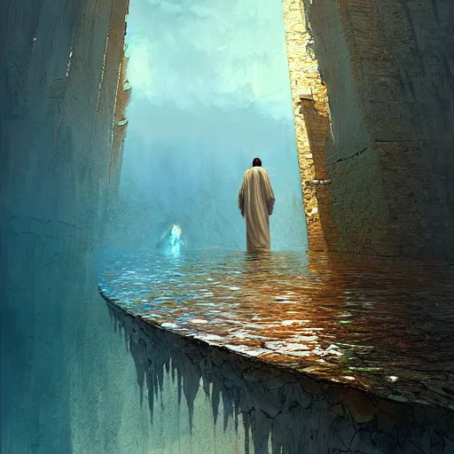 Image similar to Jesus Christ walking on water by Marc Simonetti