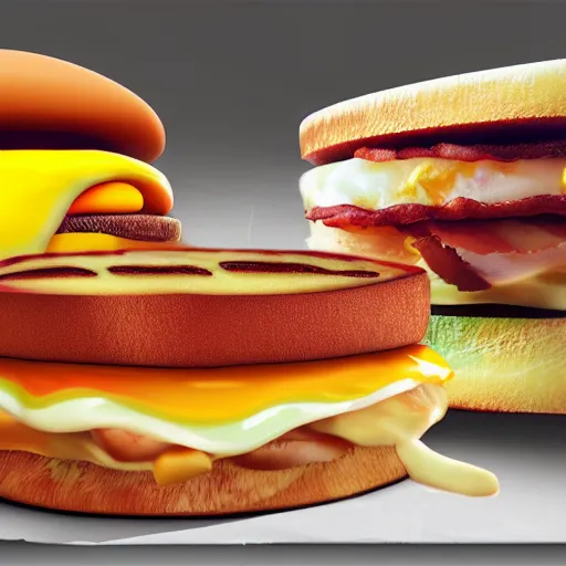 Image similar to a bacon, egg, and cheese amusement park, photorealistic