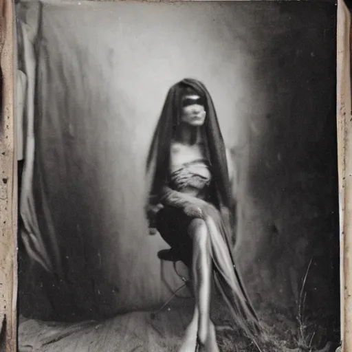 Prompt: wetplate editorial fashion