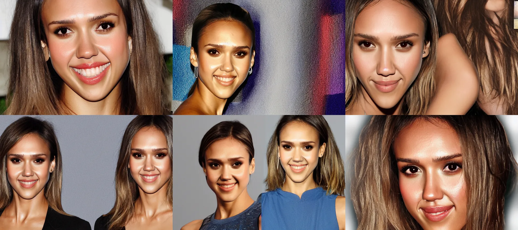 Prompt: a texture map of jessica alba's face, uv facial map