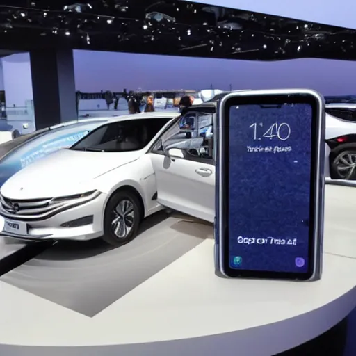 Image similar to Apple Car and Samsung Car next to each other on display