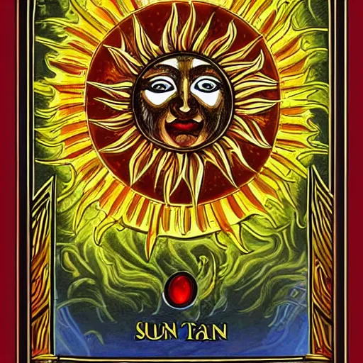 Image similar to Fantasy art depiction of the sun tarot card