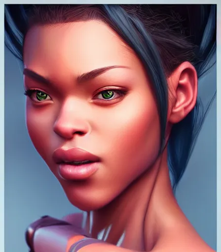 Prompt: beautiful portrait of a gorgeous personal trainer who looks like Humba Wumba , character design by charlie bowater, ross tran, artgerm, and makoto shinkai, detailed, soft lighting, rendered in octane