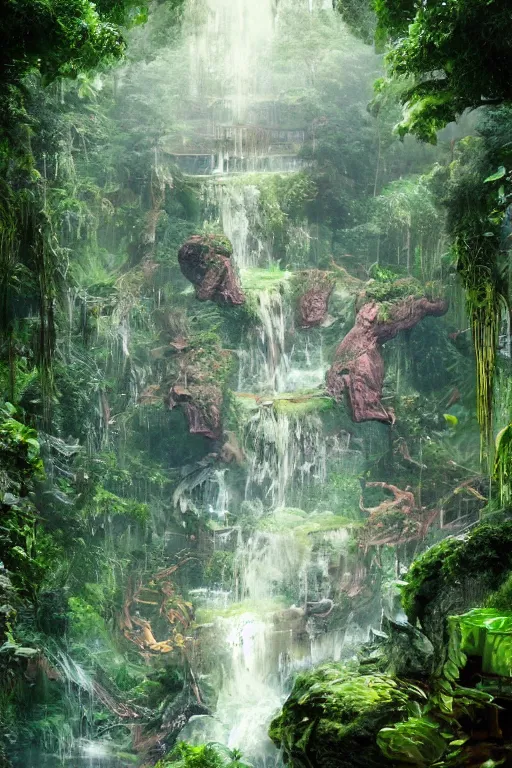 Image similar to biopunk waterfall