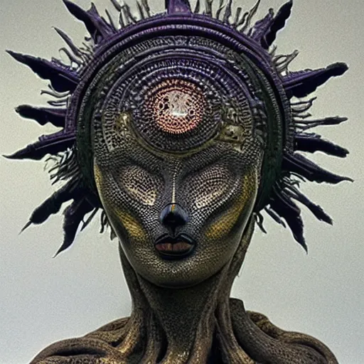 Prompt: the queen of the sun, intricately detailed abstract sculpture by Sarah Tse, zdzisław beksiński and h.r. giger