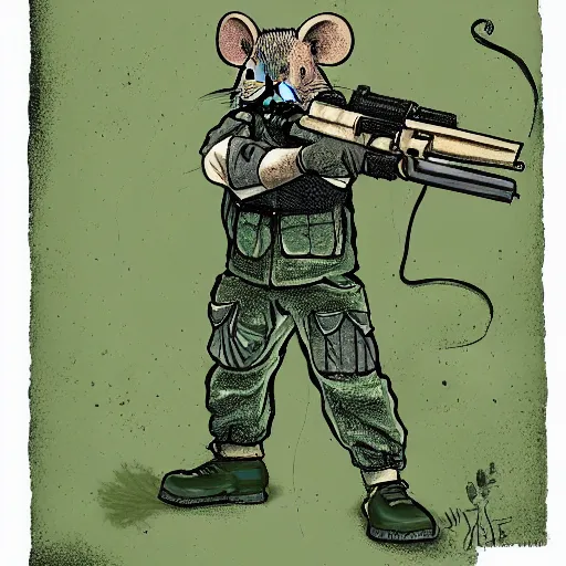 Image similar to woodland mouse, resistance, antropomorphic, guerilla soldier, green flag, camp fire, illustration, highly detailed, art by kyle ferrin