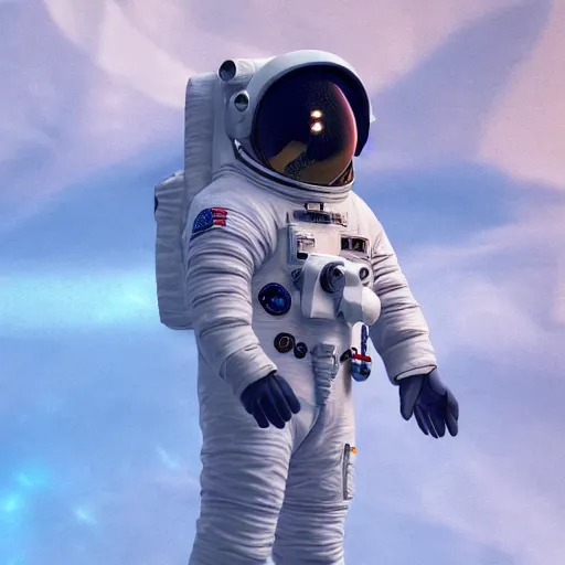 Image similar to astronaut suit in the shape of a whale, realistic extremely detailed photo style painting, granular detail, holographic krypton ion, octane render, 4 k, f 3 2, 5 5 mm photography, wide angle