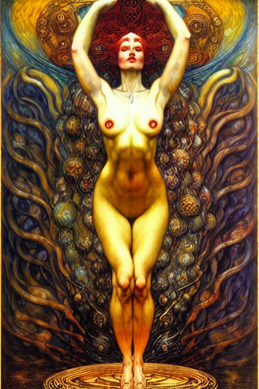 Image similar to Divine Chaos Engine by Karol Bak, Jean Delville, William Blake, Gustav Klimt, and Vincent Van Gogh, symbolist, visionary