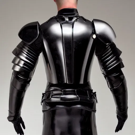 Image similar to sleek male armor made of smooth black onyx