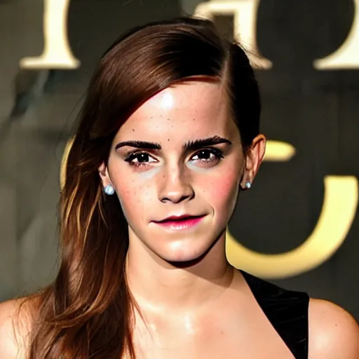 Image similar to emma watson mixed with kim kardashian, full - figure profile shot