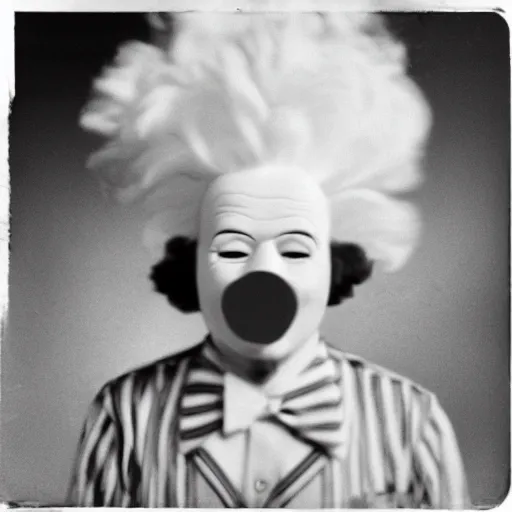 Image similar to amazing picture of ronald mcdonald taken on a pinhole camera makes him look completely terrifying