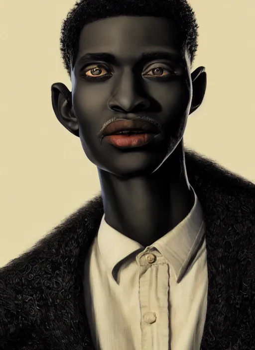 Image similar to an anthropomorphic beautiful black male portrait taking photos black letter jacket, short hair, fine art, award winning, intricate, elegant, sharp focus, octane render, hyperrealistic, cinematic lighting, highly detailed, digital painting, 8 k concept art, art by jamie hewlett and z. w. gu, masterpiece, trending on artstation, 8 k