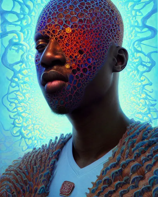 Prompt: a headshot of a lil yachty, headlocks, made of fractals facing each other, ultra realistic, wide angle, intricate details, the fifth element artifacts, highly detailed by peter mohrbacher, hajime sorayama, wayne barlowe, boris vallejo, aaron horkey, gaston bussiere, craig mullins