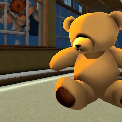 Image similar to tony hawk's extreme teddy bear cuddling for playstation 2, video game screenshot