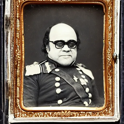 Image similar to daguerreotype photograph of danny devito as a civil war general