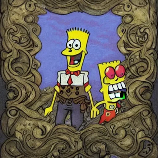 Image similar to spongebob roundpanrs portrait by rebecca guay in the style of a full sized magic the gathering art piece