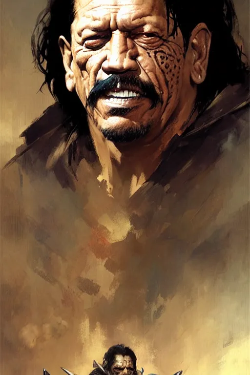 Prompt: danny trejo portrait dnd, painting by gaston bussiere, craig mullins, greg rutkowski, yoji shinkawa