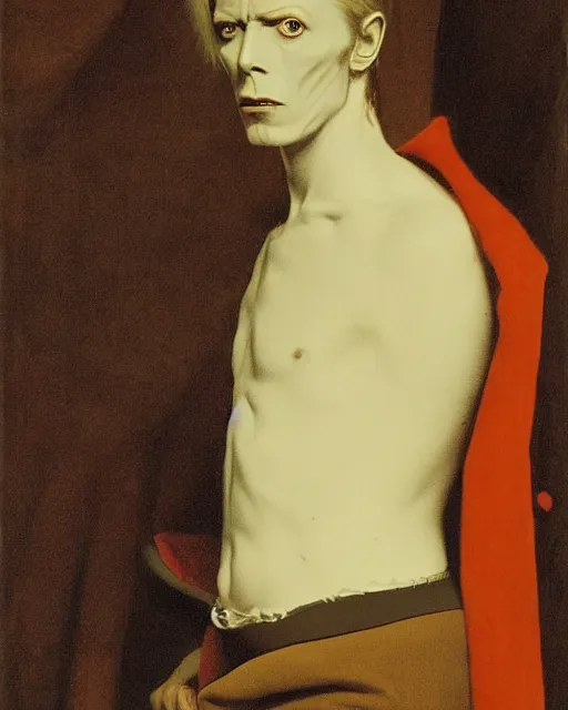 Image similar to david bowie as morpheus by jean auguste dominique ingres