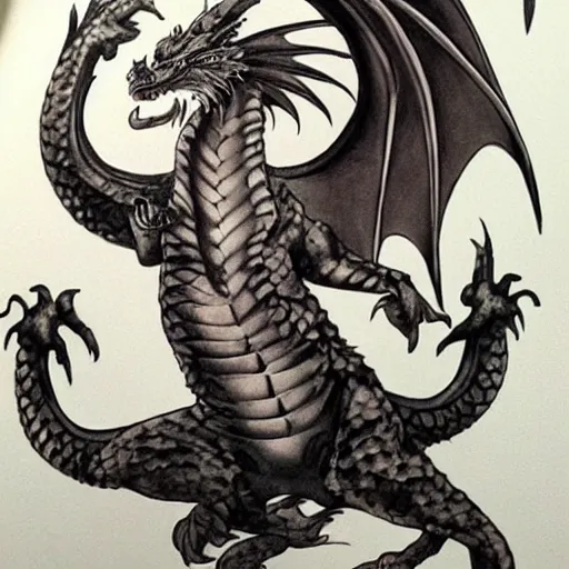 Prompt: dragon with tattoo of a girl, hyperrealistic