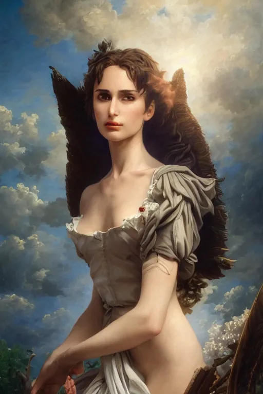 Image similar to Nathalie Portman in a fantasy comic book style portrait painting of Ayanami Rei, François Boucher, Oil Painting, Mystical Valkyrie, unreal 5, DAZ, hyperrealistic, octane render, Regal, Refined, Detailed Digital Art, RPG portrait, William-Adolphe Bouguereau, Michael Cheval, Walt Disney (1937), Steampunk, dynamic lighting, Highly Detailed, Cinematic Lighting, Unreal Engine, 8k, HD