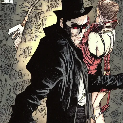 Prompt: Vampire Hunter Nicolas Cage esoteric graphic novel illustrated by Yoshitaka Amano written by Fred Durst