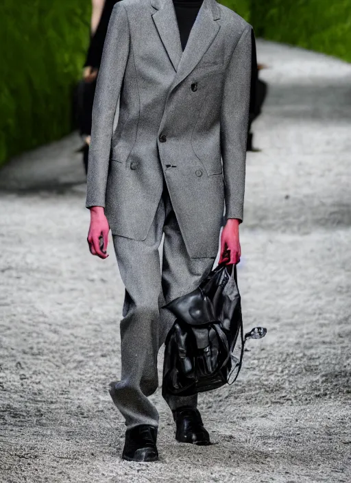 Image similar to hyperrealistic and heavy detailed balenciaga runway show of slender man, leica sl 2 5 0 mm, vivid color, high quality, high textured, real life