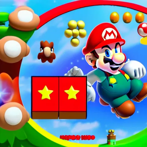 Prompt: super mario getting a star