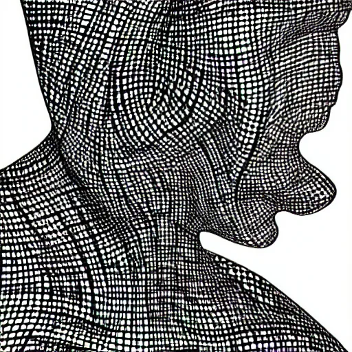 Image similar to scribble art portrait, lines, forms, shapes, abstract minimalism