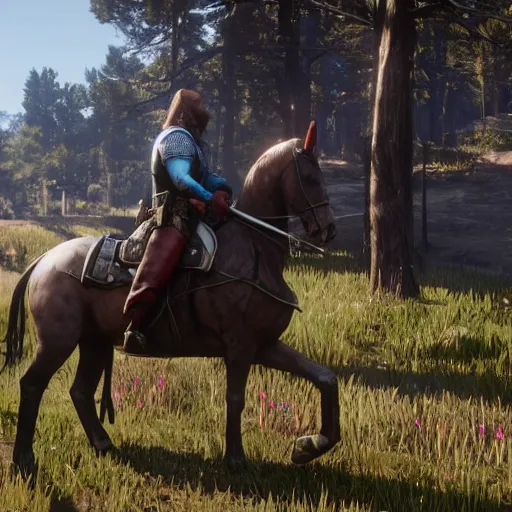 Image similar to a knight as an NPC in Red Dead Redemption 2, by Rockstar Games, screenshot