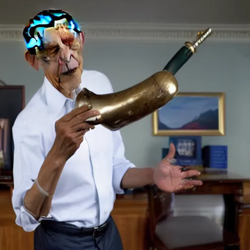 Image similar to Obama demonstrates how to properly hit a bong, highly detailed photo, 8k, award winning photograph