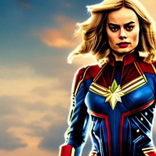 Image similar to margot robbie as captain marvel