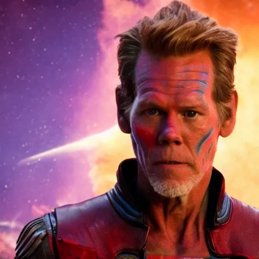 Image similar to film still of Kevin Bacon as Yondu in Guardians of the Galaxy, 4k