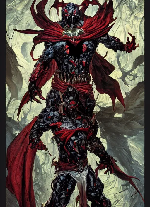 Image similar to first issue of spawn comic book cover art, au naturel, hyper detailed, digital art, trending in artstation, cinematic lighting, studio quality, smooth render, unreal engine 5 rendered, octane rendered, art style by klimt and nixeu and ian sprigger and wlop and krenz cushart