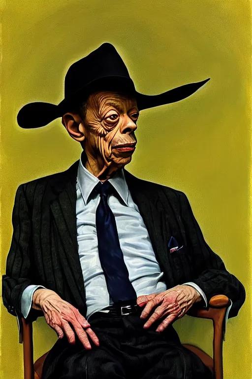 Image similar to portrait of don knotts sitting with full face full figure, in the style of disco elysium, expressionism, artstation, trending, andrew wyeth, jamie wyeth, john singer sargent,