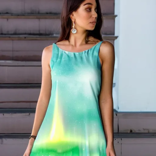 Prompt: asummer dress that looks like the northern lights, 4 k, trending