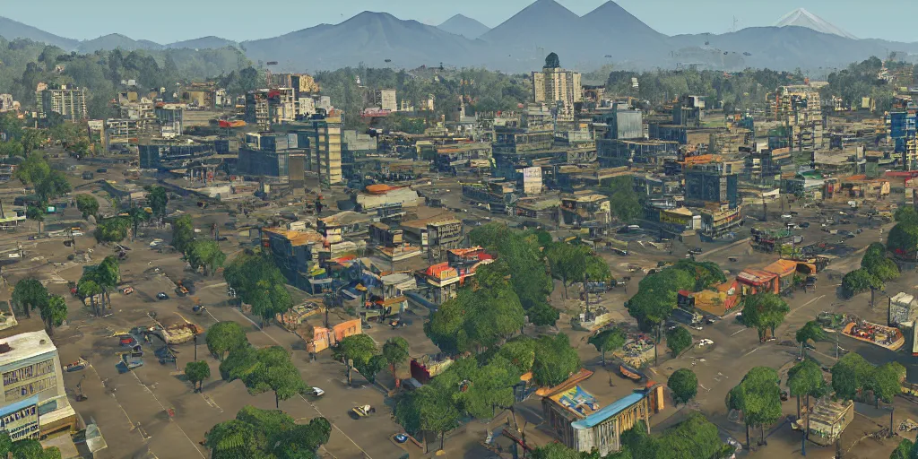 Image similar to guatemala city if it was a game like grand theft auto v