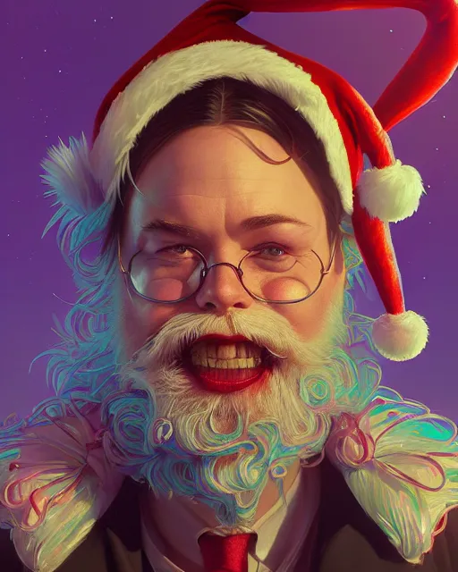 Prompt: highly detailed surreal vfx portrait of a candypunk santa, stephen bliss, unreal engine, greg rutkowski, loish, rhads, beeple, makoto shinkai and lois van baarle, ilya kuvshinov, rossdraws, tom bagshaw, alphonse mucha, global illumination, detailed and intricate environment