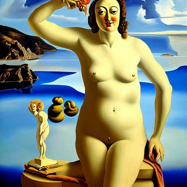 Image similar to a beautiful painting venus of milos, bathroom by salvador dali realistic oil painting