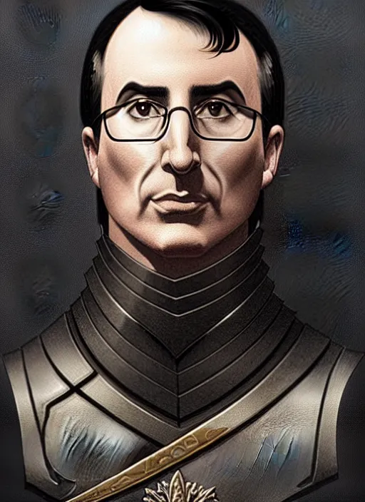 Image similar to portrait of stoic looking john oliver as in the vigo carpathian painting, full body, military uniform, fantasy, intricate, elegant, beautiful, highly detailed, charcoal, centered, dark, smokey, digital painting, artstation, concept art, smooth, sharp focus, illustration, art by artgerm and greg rutkowski and alphonse mucha