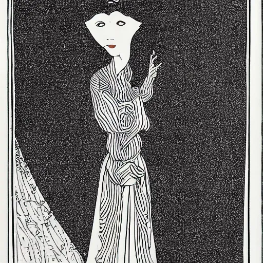 Prompt: a portrait of a character in a scenic environment by aubrey beardsley